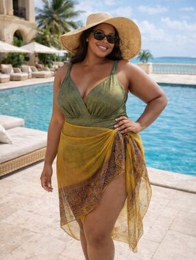 Boho Sheer Scarf Mustard Yellow Paisley Border Lightweight Wrap Shawl Festival